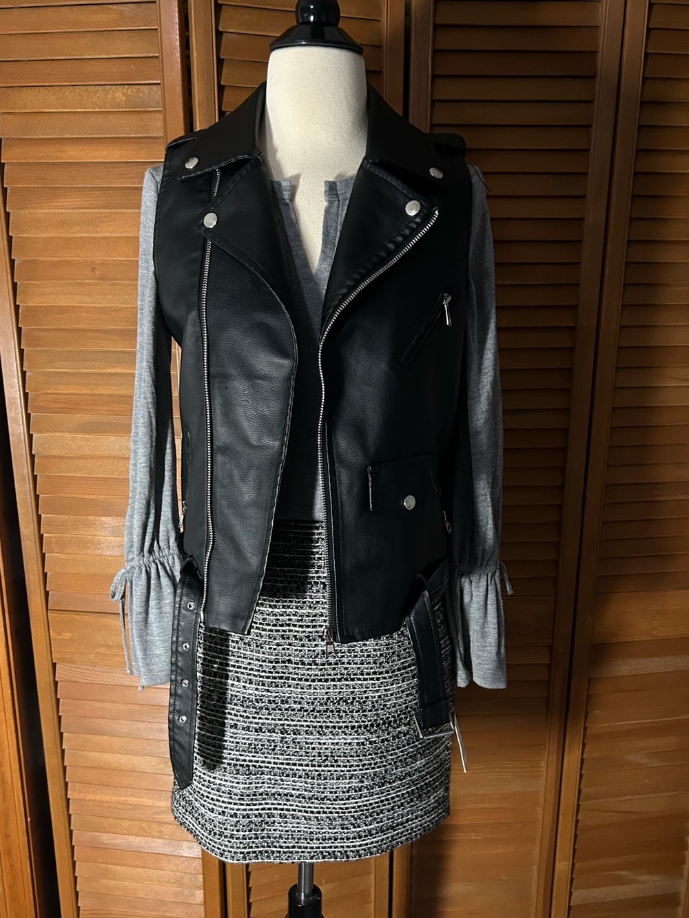 Black Faux Leather Moto Vest - Youth Jacket